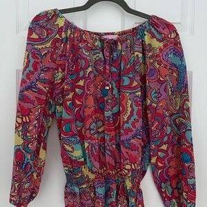 Lilly Pulitzer Colorful Paisley Off-Shoulder shirt